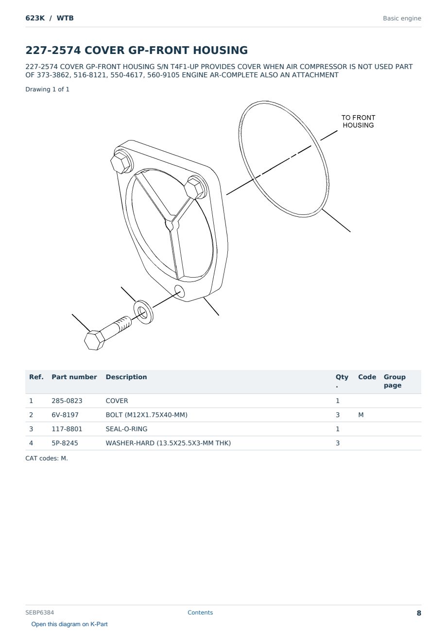Caterpillar 623K S/N WTB Partsbook SEBP6384 (English) - sample page 8 of 10 Caterpillar 623K S/N WTB Partsbook SEBP6384 (English) - sample page 8 of 10