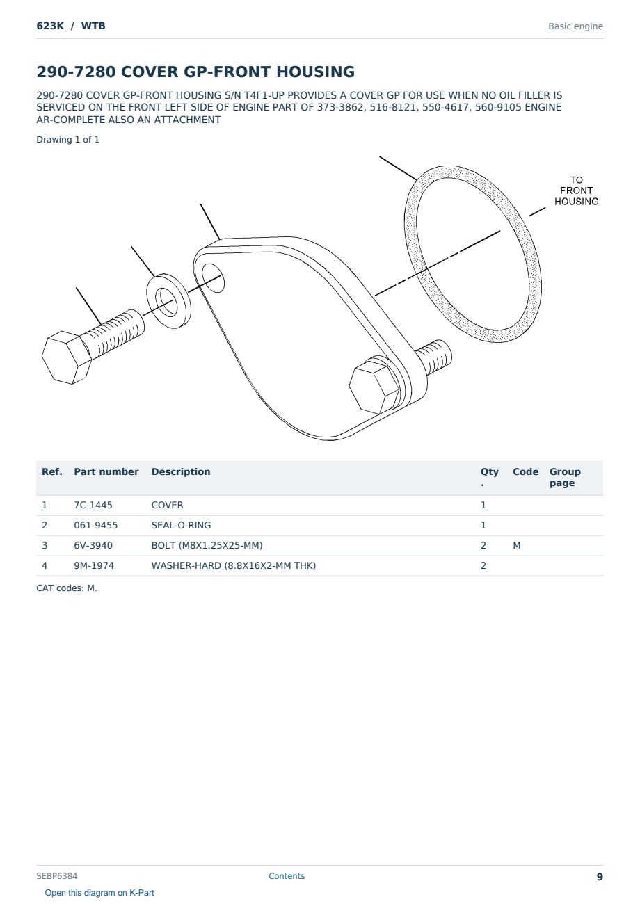 Caterpillar 623K S/N WTB Partsbook SEBP6384 (English) - sample page 9 of 10 Caterpillar 623K S/N WTB Partsbook SEBP6384 (English) - sample page 9 of 10