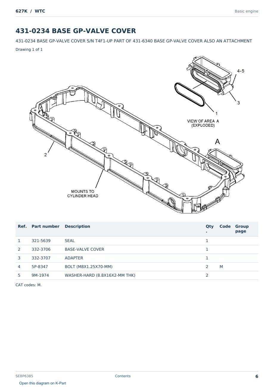 Caterpillar 627K S/N WTC Partsbook SEBP6385 (English) - sample page 6 of 10 Caterpillar 627K S/N WTC Partsbook SEBP6385 (English) - sample page 6 of 10