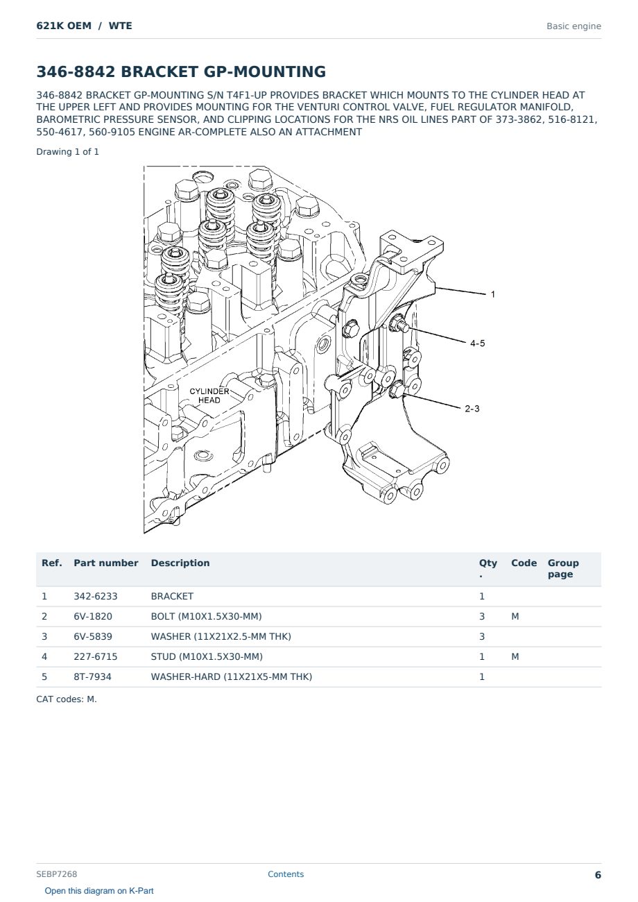 Caterpillar 621K OEM S/N WTE Partsbook SEBP7268 (English) - sample page 6 of 10 Caterpillar 621K OEM S/N WTE Partsbook SEBP7268 (English) - sample page 6 of 10