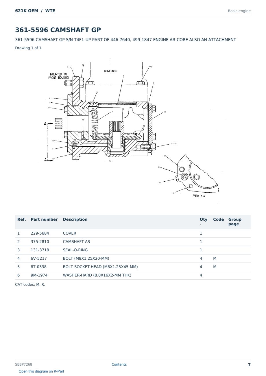 Caterpillar 621K OEM S/N WTE Partsbook SEBP7268 (English) - sample page 7 of 10 Caterpillar 621K OEM S/N WTE Partsbook SEBP7268 (English) - sample page 7 of 10