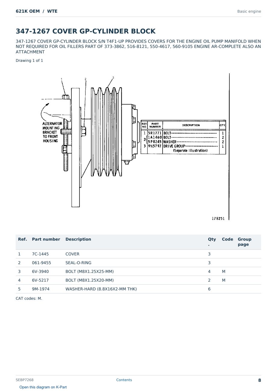 Caterpillar 621K OEM S/N WTE Partsbook SEBP7268 (English) - sample page 8 of 10 Caterpillar 621K OEM S/N WTE Partsbook SEBP7268 (English) - sample page 8 of 10