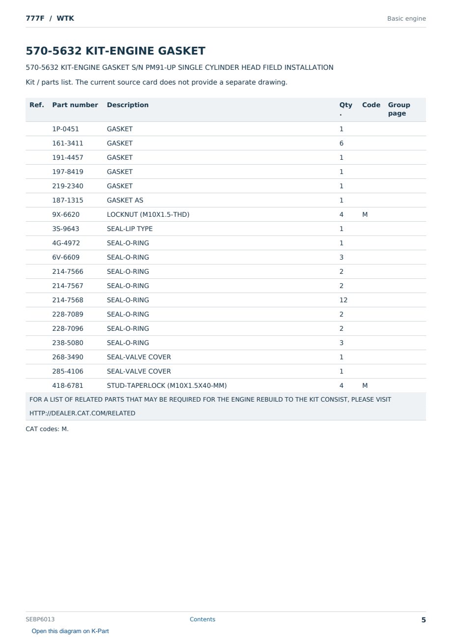 Caterpillar 777F S/N WTK Partsbook SEBP6013 (English) - sample page 5 of 7 Caterpillar 777F S/N WTK Partsbook SEBP6013 (English) - sample page 5 of 7