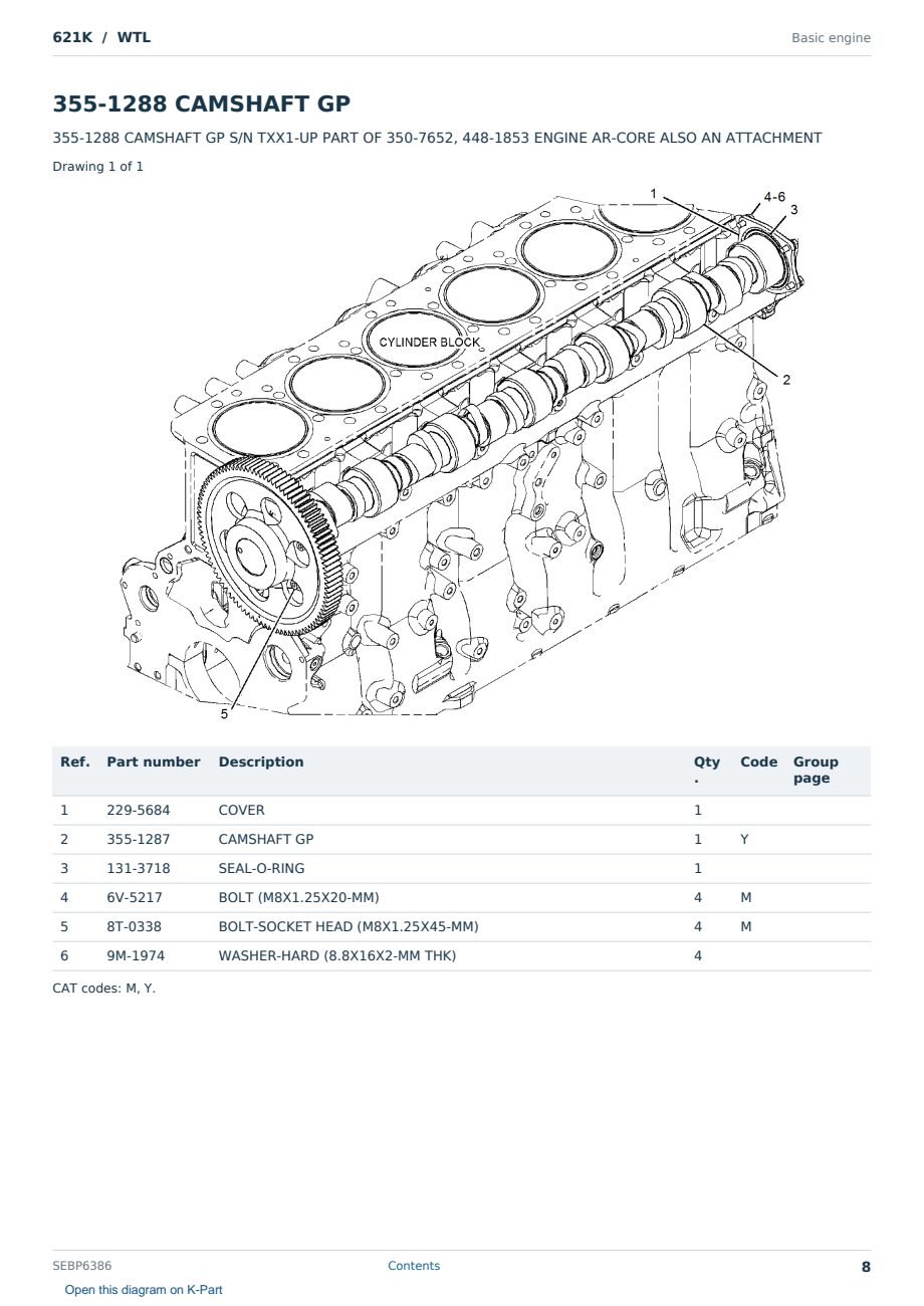 Caterpillar 621K S/N WTL Partsbook SEBP6386 (English) - sample page 8 of 10 Caterpillar 621K S/N WTL Partsbook SEBP6386 (English) - sample page 8 of 10