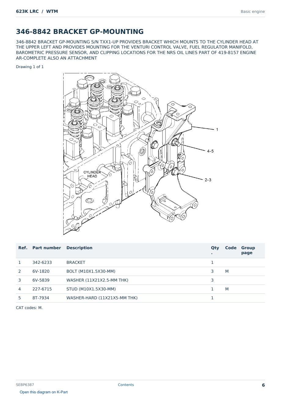 Caterpillar 623K LRC S/N WTM Partsbook SEBP6387 (English) - sample page 6 of 10 Caterpillar 623K LRC S/N WTM Partsbook SEBP6387 (English) - sample page 6 of 10