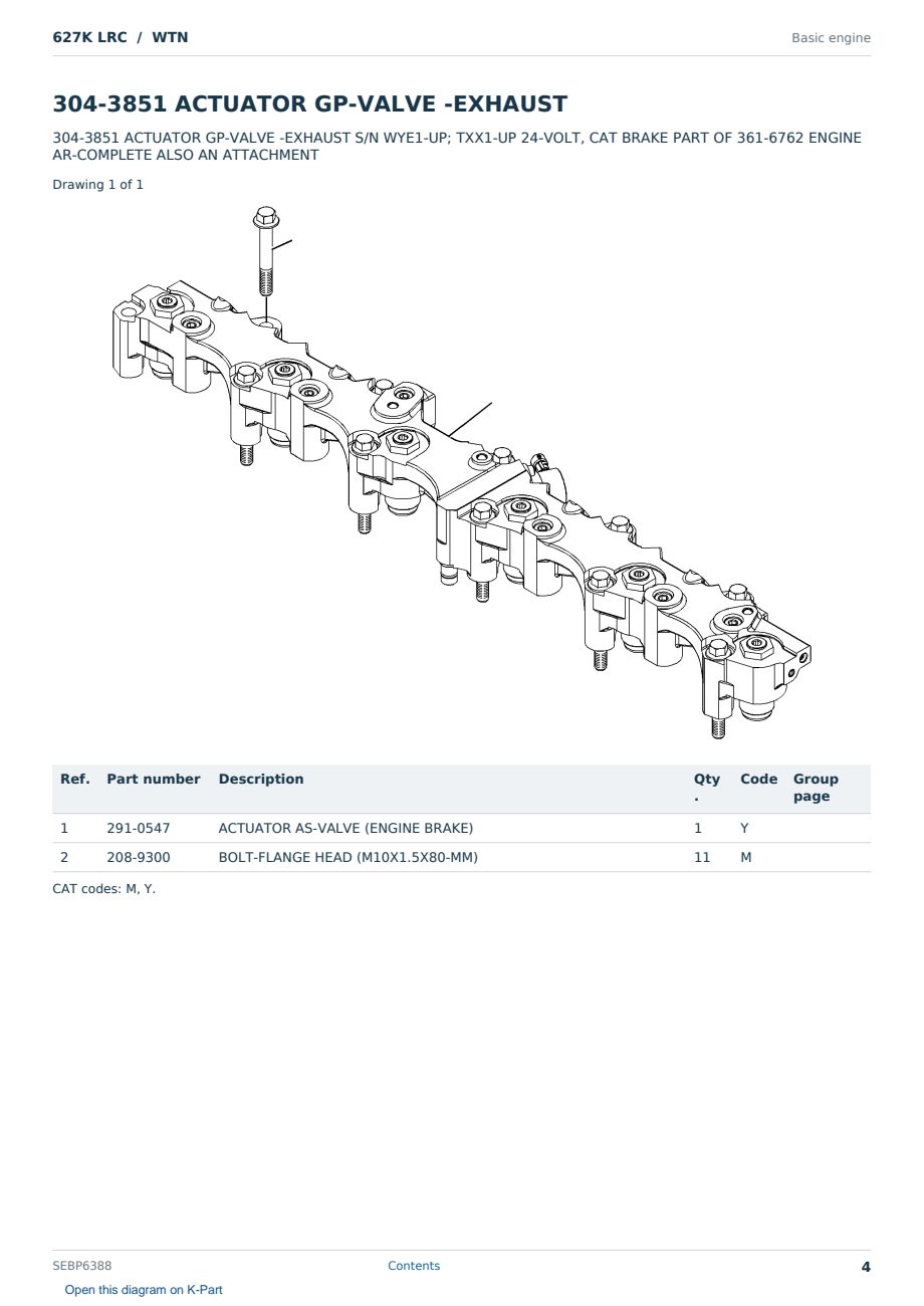 Caterpillar 627K LRC S/N WTN Partsbook SEBP6388 (English) - sample page 4 of 10 Caterpillar 627K LRC S/N WTN Partsbook SEBP6388 (English) - sample page 4 of 10