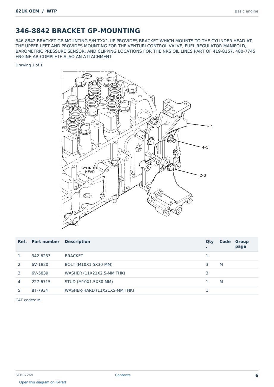 Caterpillar 621K OEM S/N WTP Partsbook SEBP7269 (English) - sample page 6 of 10 Caterpillar 621K OEM S/N WTP Partsbook SEBP7269 (English) - sample page 6 of 10
