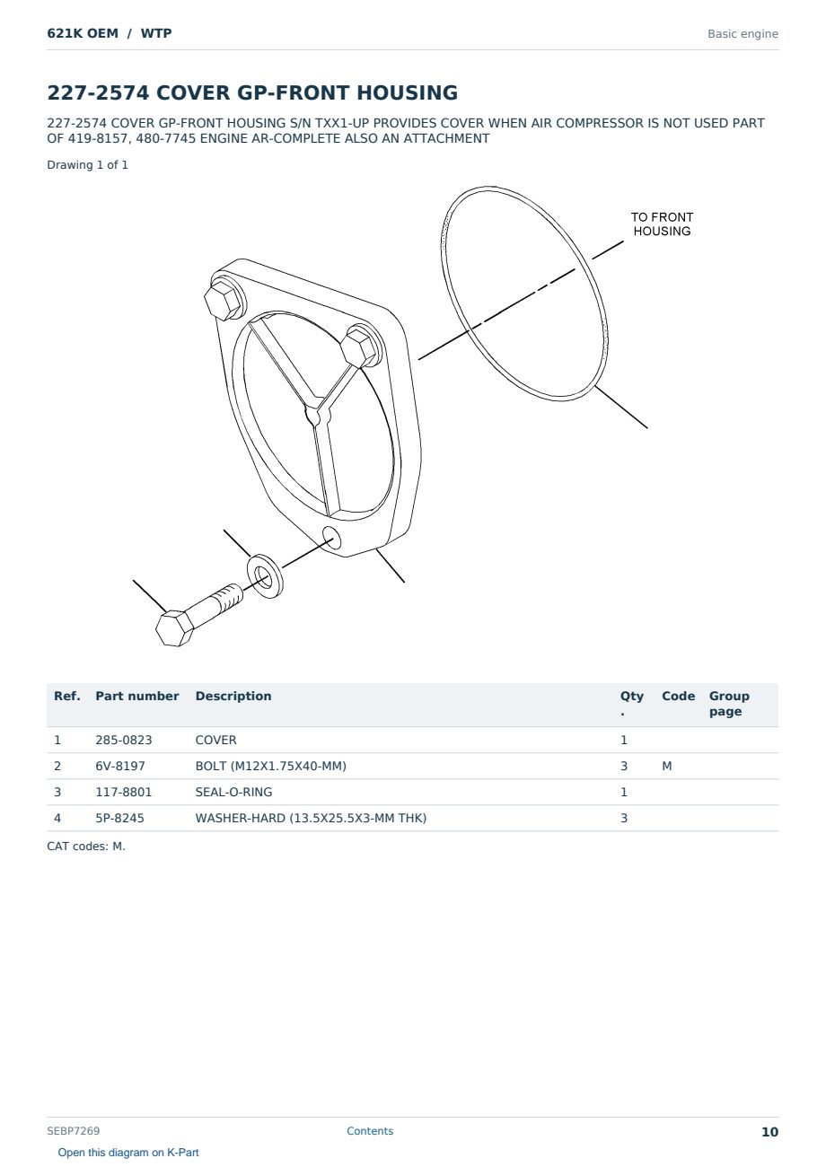 Caterpillar 621K OEM S/N WTP Partsbook SEBP7269 (English) - sample page 10 of 10 Caterpillar 621K OEM S/N WTP Partsbook SEBP7269 (English) - sample page 10 of 10