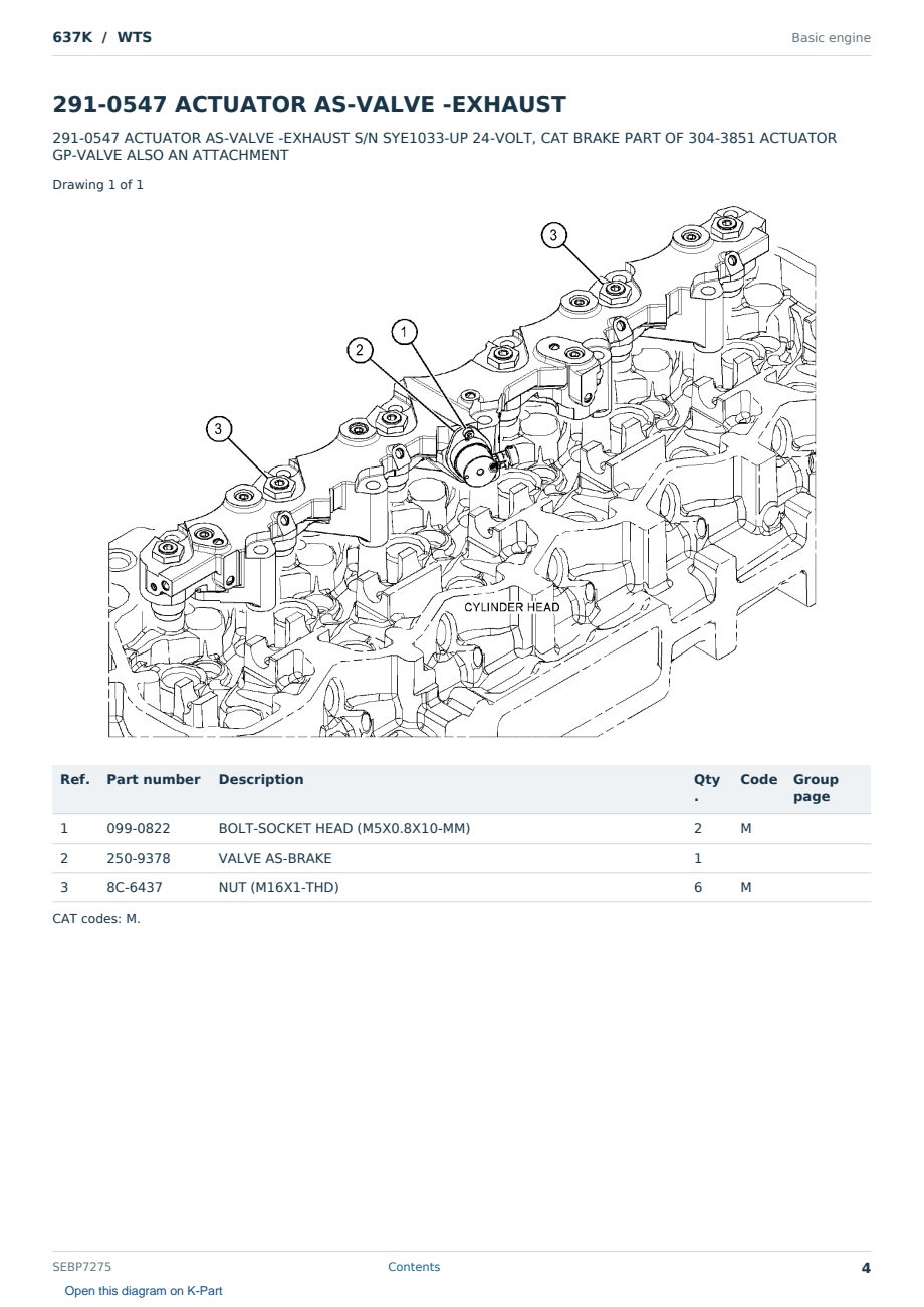 Caterpillar 637K S/N WTS Partsbook SEBP7275 (English) - sample page 4 of 10 Caterpillar 637K S/N WTS Partsbook SEBP7275 (English) - sample page 4 of 10