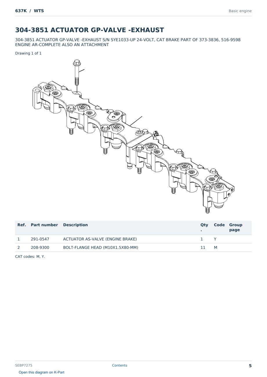 Caterpillar 637K S/N WTS Partsbook SEBP7275 (English) - sample page 5 of 10 Caterpillar 637K S/N WTS Partsbook SEBP7275 (English) - sample page 5 of 10