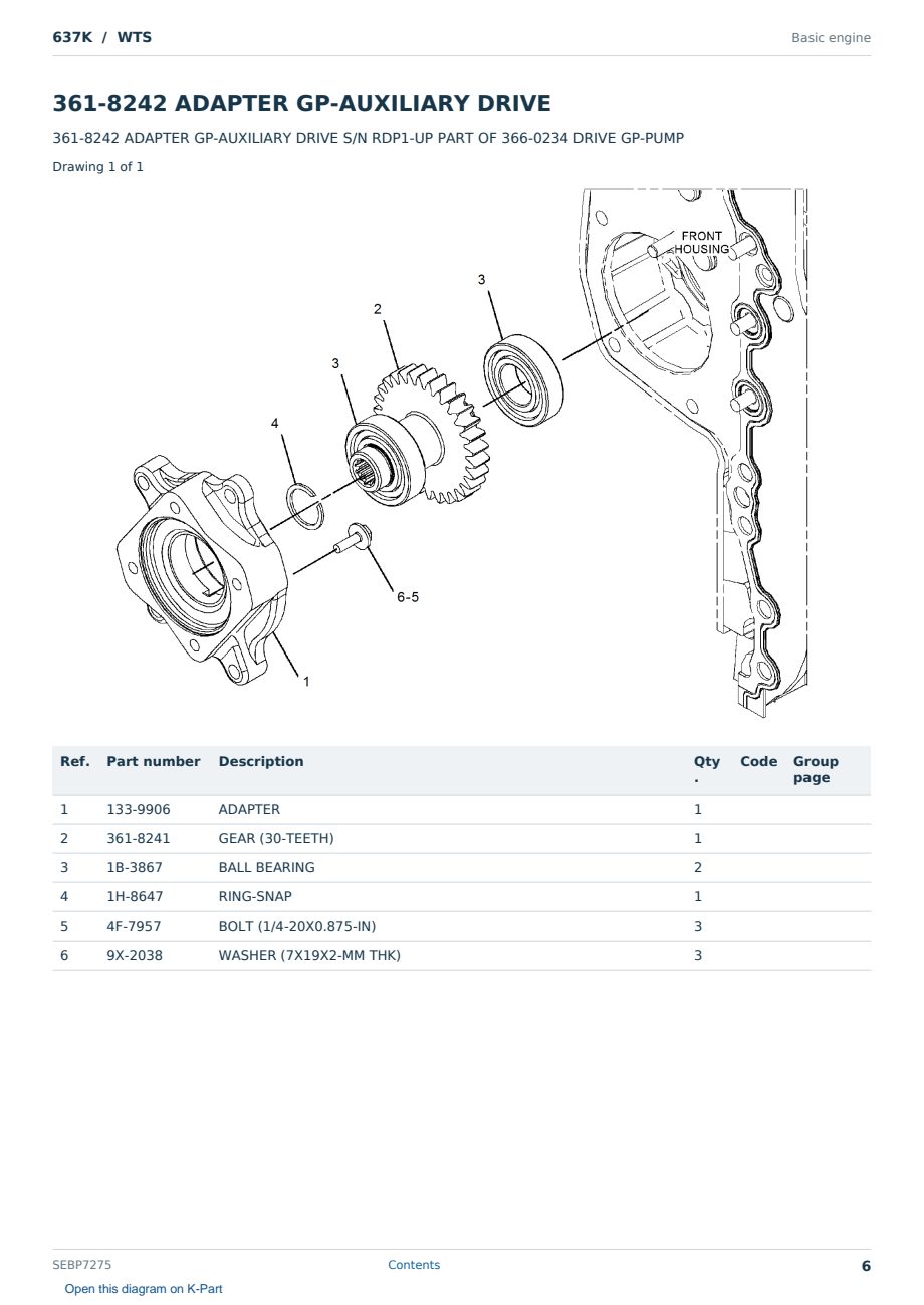 Caterpillar 637K S/N WTS Partsbook SEBP7275 (English) - sample page 6 of 10 Caterpillar 637K S/N WTS Partsbook SEBP7275 (English) - sample page 6 of 10