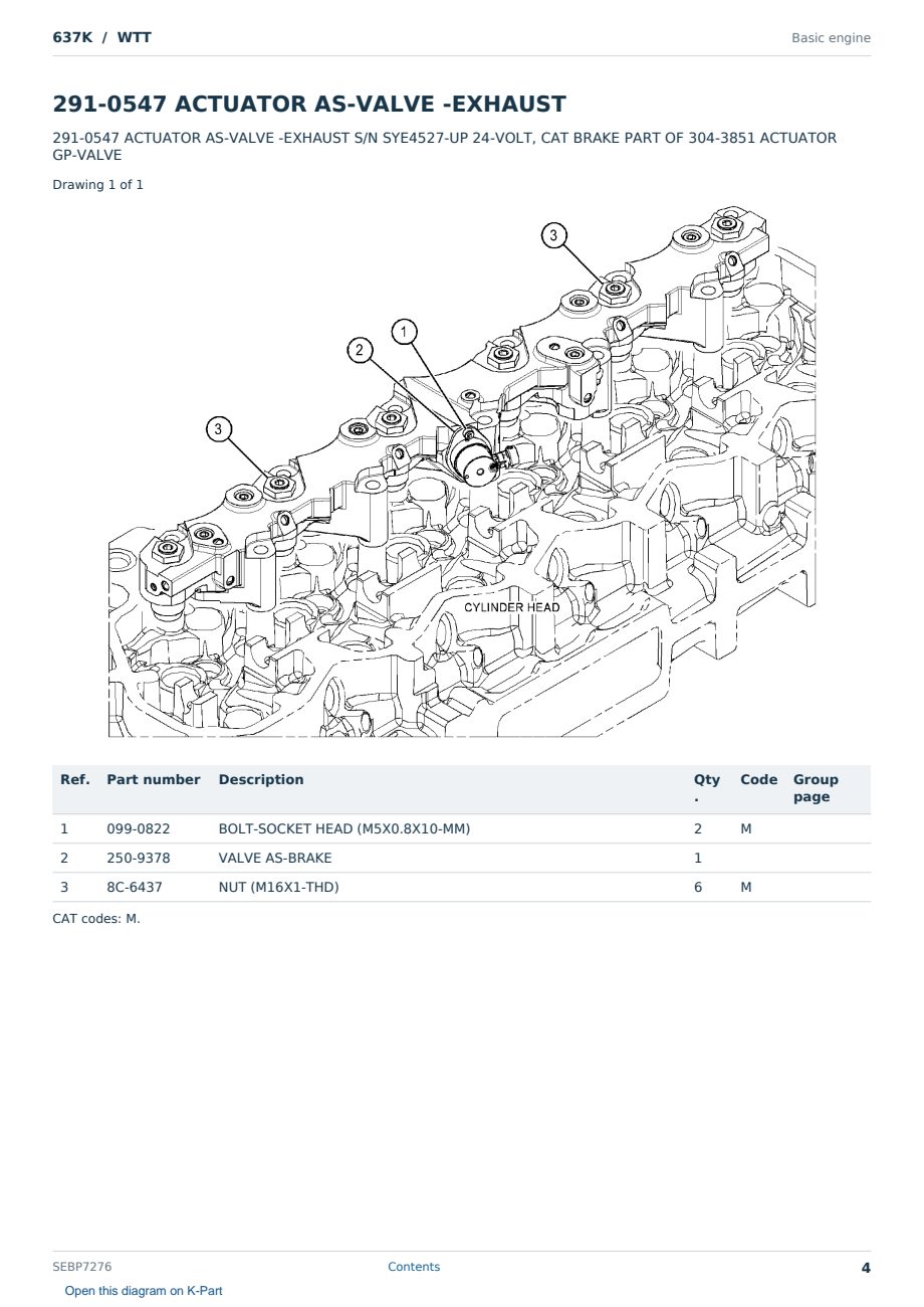 Caterpillar 637K S/N WTT Partsbook SEBP7276 (English) - sample page 4 of 10 Caterpillar 637K S/N WTT Partsbook SEBP7276 (English) - sample page 4 of 10