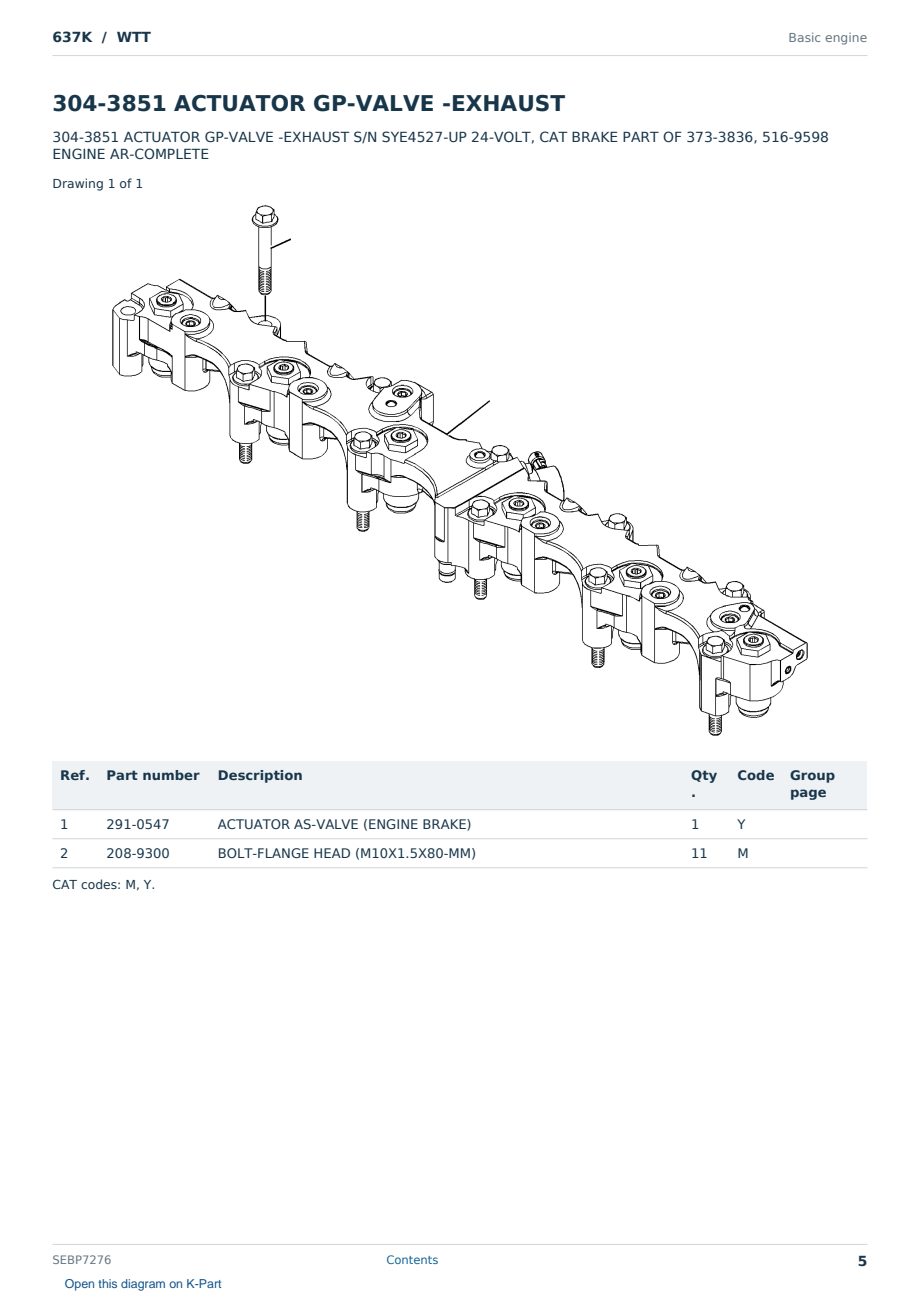 Caterpillar 637K S/N WTT Partsbook SEBP7276 (English) - sample page 5 of 10 Caterpillar 637K S/N WTT Partsbook SEBP7276 (English) - sample page 5 of 10