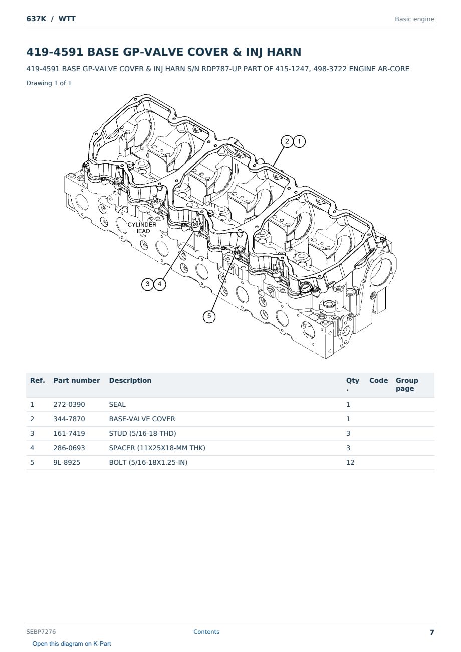 Caterpillar 637K S/N WTT Partsbook SEBP7276 (English) - sample page 7 of 10 Caterpillar 637K S/N WTT Partsbook SEBP7276 (English) - sample page 7 of 10