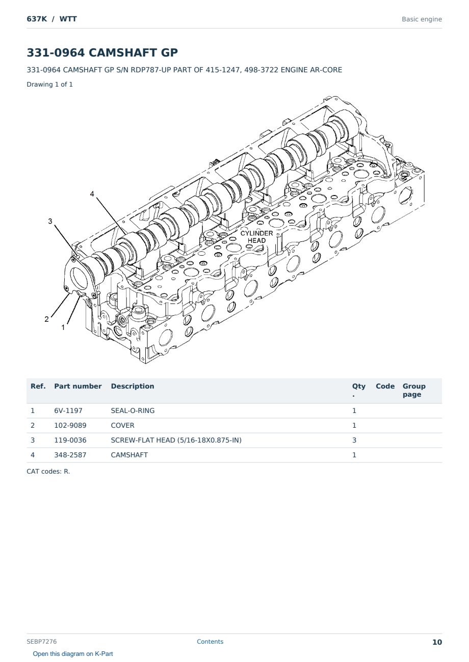 Caterpillar 637K S/N WTT Partsbook SEBP7276 (English) - sample page 10 of 10 Caterpillar 637K S/N WTT Partsbook SEBP7276 (English) - sample page 10 of 10