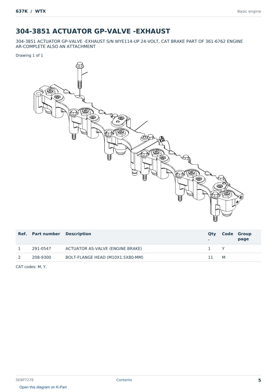 Caterpillar 637K S/N WTX Partsbook SEBP7278 (English) - sample page 5 of 10 Caterpillar 637K S/N WTX Partsbook SEBP7278 (English) - sample page 5 of 10