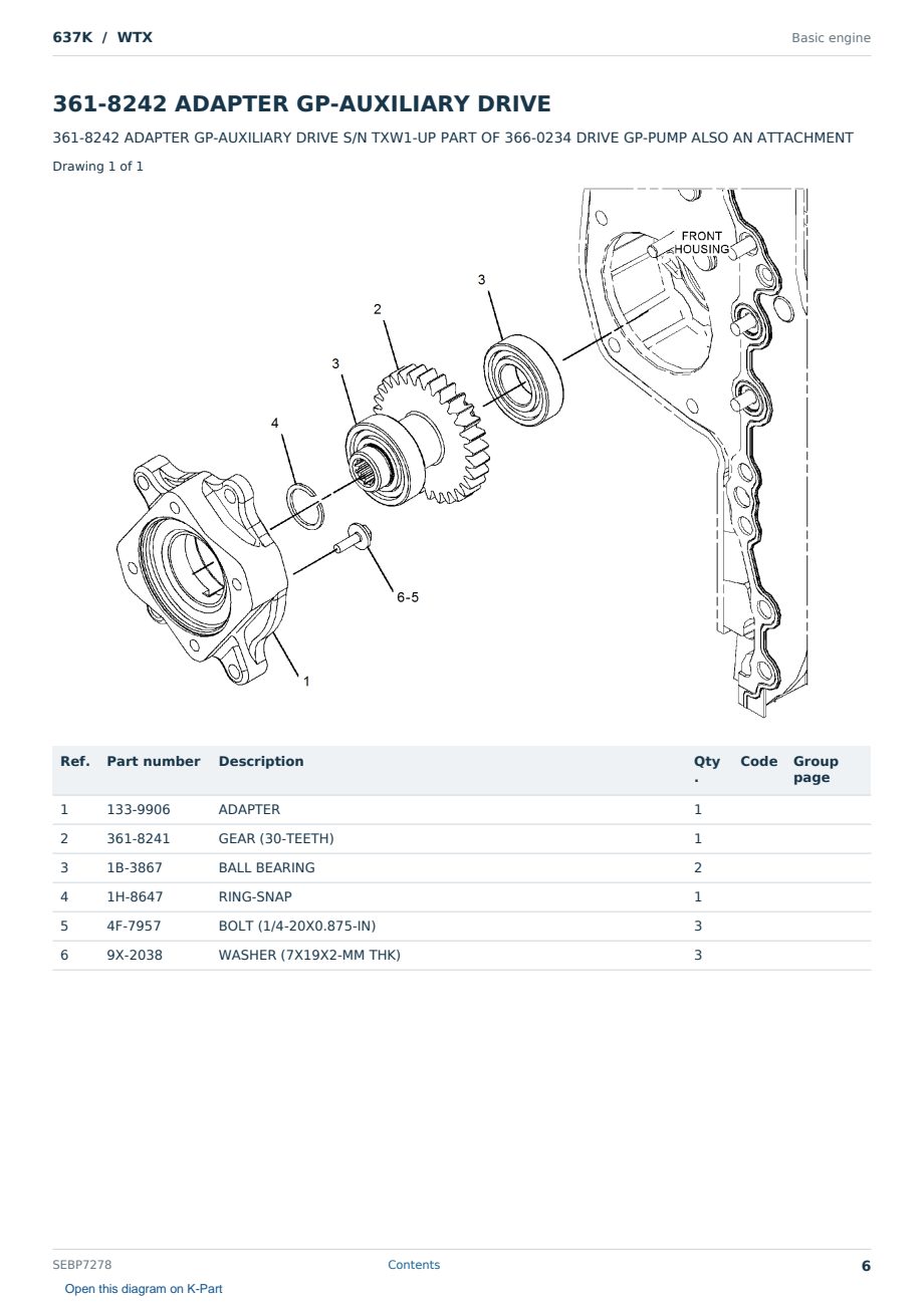 Caterpillar 637K S/N WTX Partsbook SEBP7278 (English) - sample page 6 of 10 Caterpillar 637K S/N WTX Partsbook SEBP7278 (English) - sample page 6 of 10