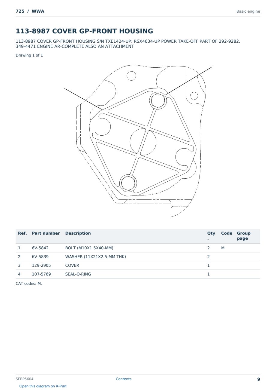 Caterpillar 725 S/N WWA Partsbook SEBP5604 (English) - sample page 9 of 10 Caterpillar 725 S/N WWA Partsbook SEBP5604 (English) - sample page 9 of 10