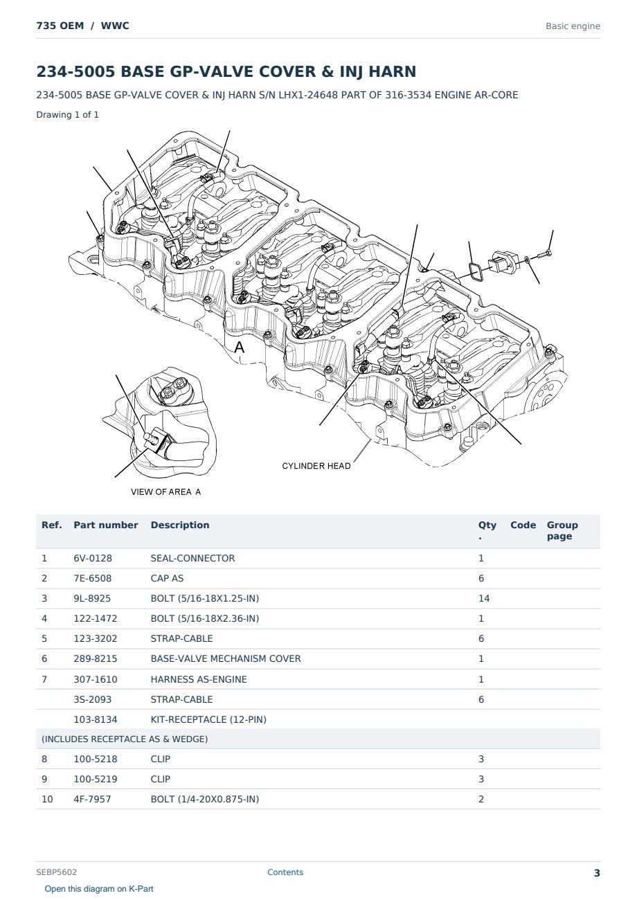 Caterpillar 735 OEM S/N WWC Partsbook SEBP5602 (English) - sample page 3 of 10 Caterpillar 735 OEM S/N WWC Partsbook SEBP5602 (English) - sample page 3 of 10