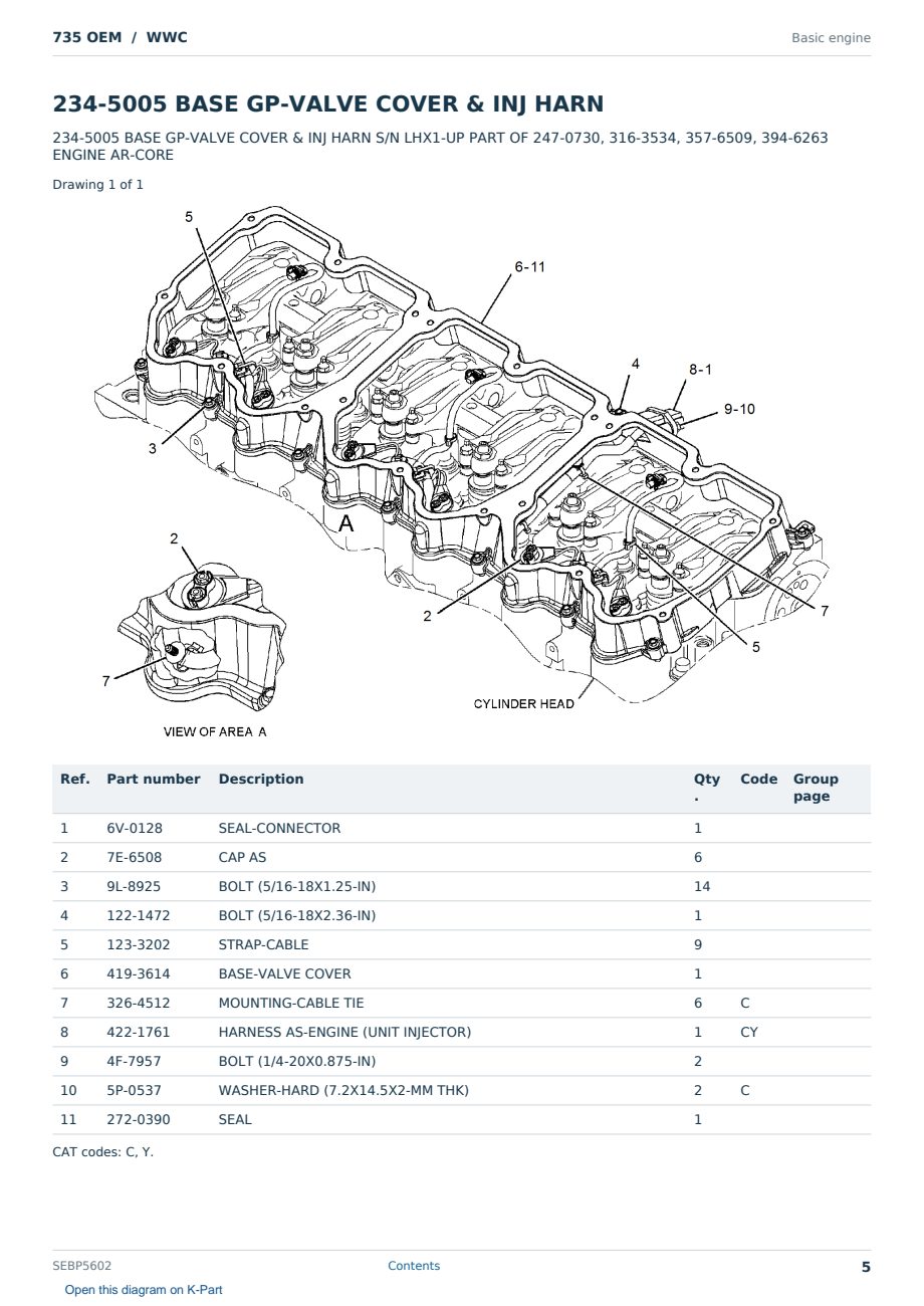 Caterpillar 735 OEM S/N WWC Partsbook SEBP5602 (English) - sample page 5 of 10 Caterpillar 735 OEM S/N WWC Partsbook SEBP5602 (English) - sample page 5 of 10