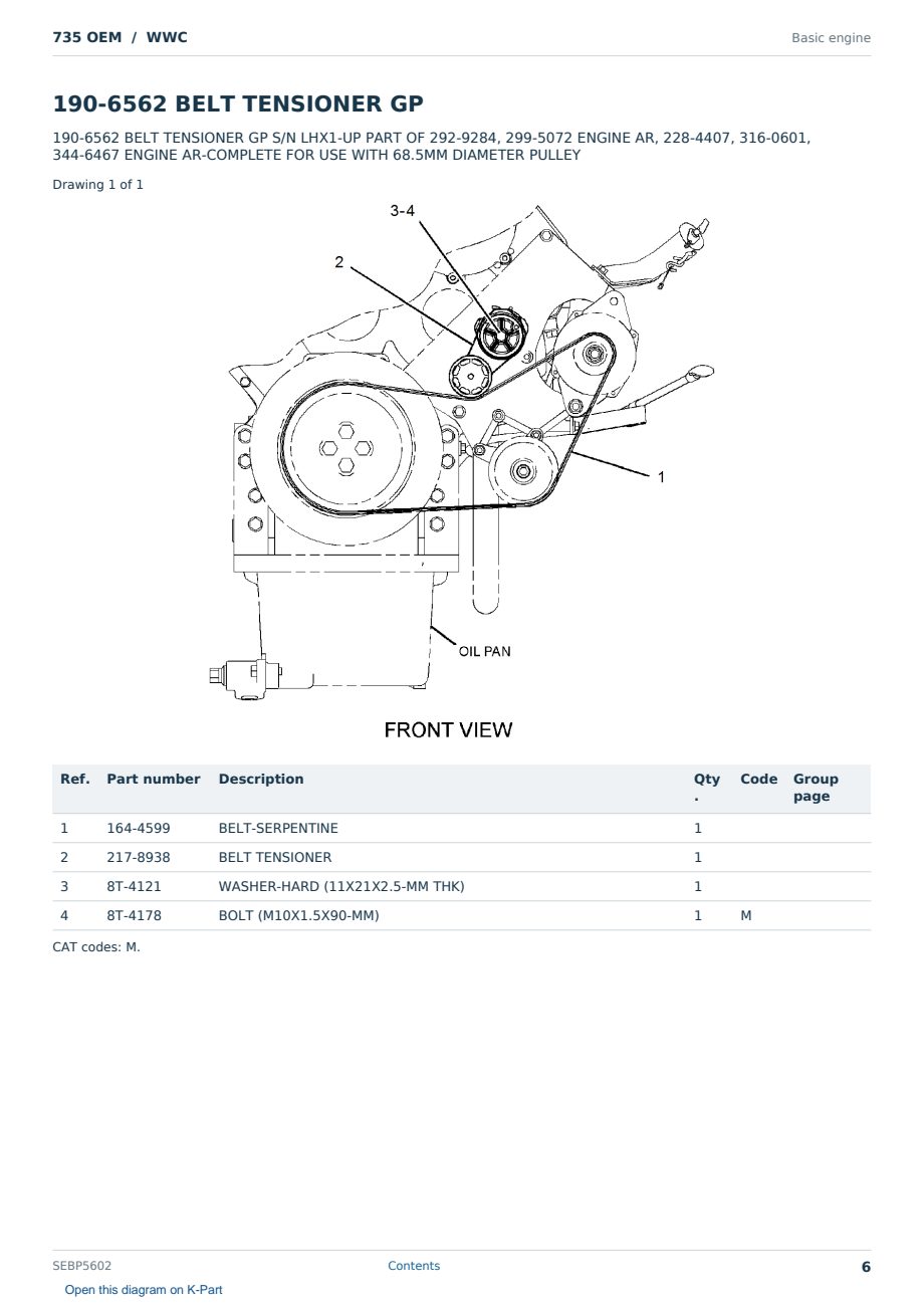 Caterpillar 735 OEM S/N WWC Partsbook SEBP5602 (English) - sample page 6 of 10 Caterpillar 735 OEM S/N WWC Partsbook SEBP5602 (English) - sample page 6 of 10