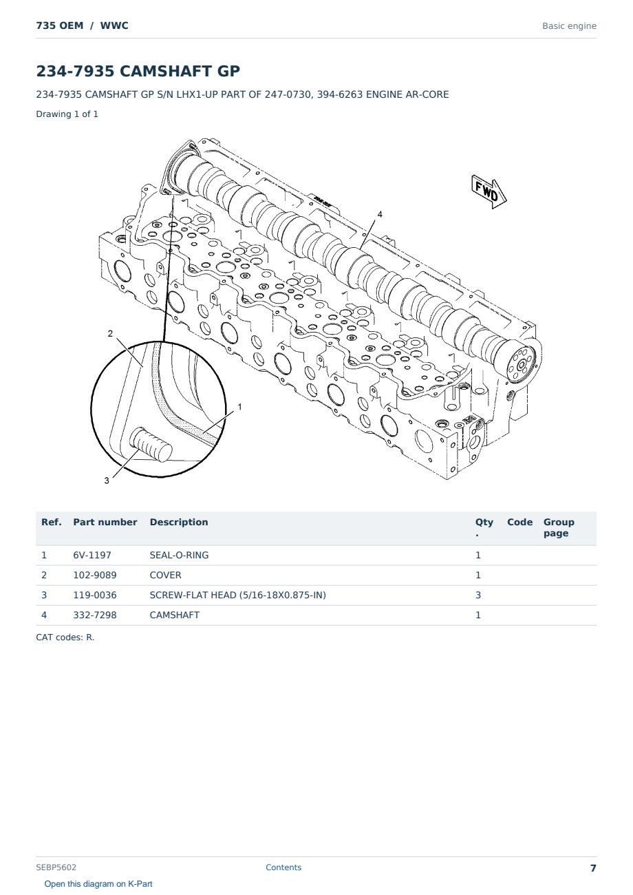 Caterpillar 735 OEM S/N WWC Partsbook SEBP5602 (English) - sample page 7 of 10 Caterpillar 735 OEM S/N WWC Partsbook SEBP5602 (English) - sample page 7 of 10