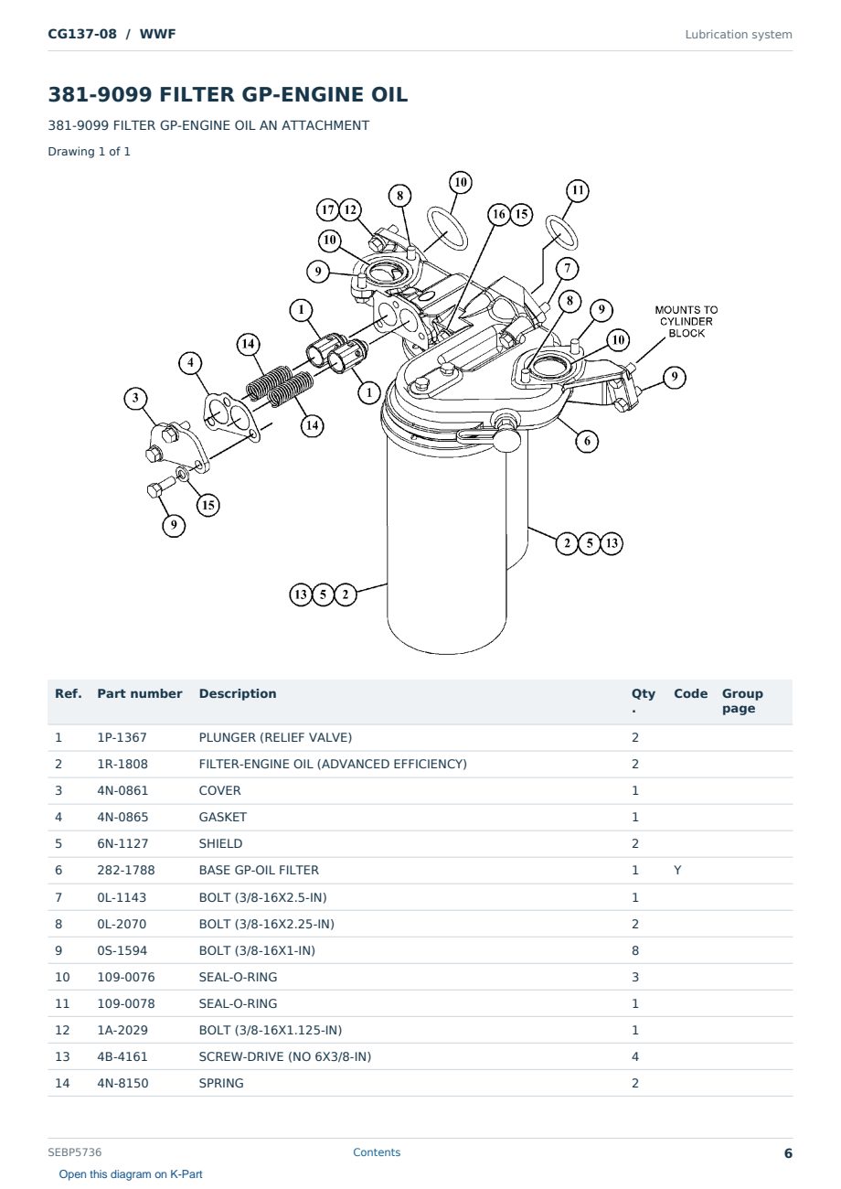 Caterpillar CG137-08 S/N WWF Partsbook SEBP5736 (English) - sample page 6 of 10 Caterpillar CG137-08 S/N WWF Partsbook SEBP5736 (English) - sample page 6 of 10