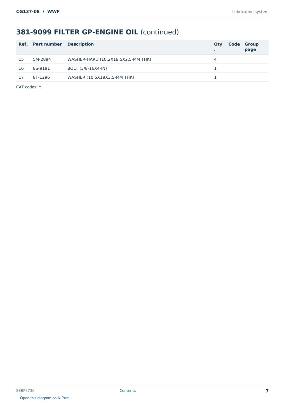 Caterpillar CG137-08 S/N WWF Partsbook SEBP5736 (English) - sample page 7 of 10 Caterpillar CG137-08 S/N WWF Partsbook SEBP5736 (English) - sample page 7 of 10