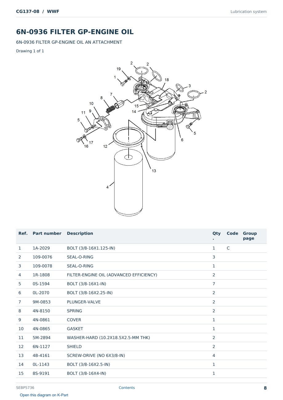 Caterpillar CG137-08 S/N WWF Partsbook SEBP5736 (English) - sample page 8 of 10 Caterpillar CG137-08 S/N WWF Partsbook SEBP5736 (English) - sample page 8 of 10