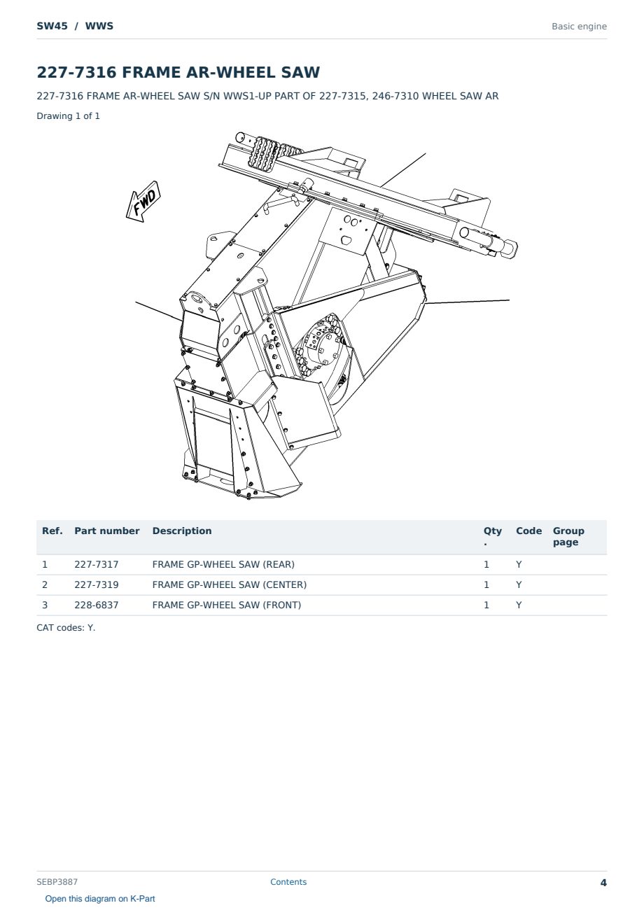 Caterpillar SW45 S/N WWS Partsbook SEBP3887 (English) - sample page 4 of 10 Caterpillar SW45 S/N WWS Partsbook SEBP3887 (English) - sample page 4 of 10