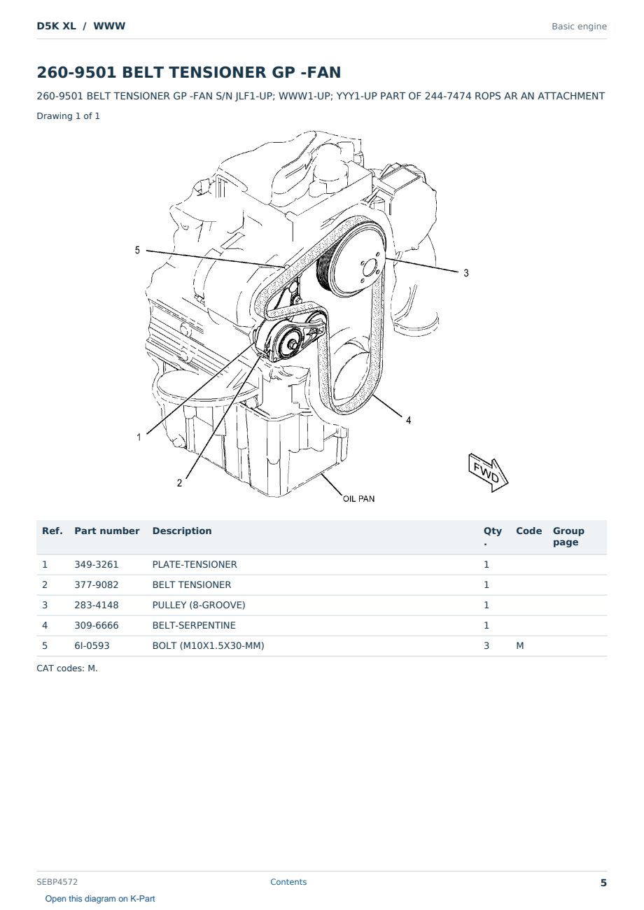 Caterpillar D5K XL S/N WWW Partsbook SEBP4572 (English) - sample page 5 of 10 Caterpillar D5K XL S/N WWW Partsbook SEBP4572 (English) - sample page 5 of 10