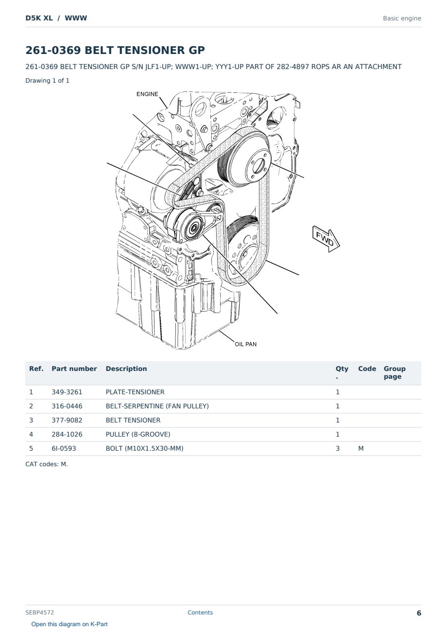 Caterpillar D5K XL S/N WWW Partsbook SEBP4572 (English) - sample page 6 of 10 Caterpillar D5K XL S/N WWW Partsbook SEBP4572 (English) - sample page 6 of 10