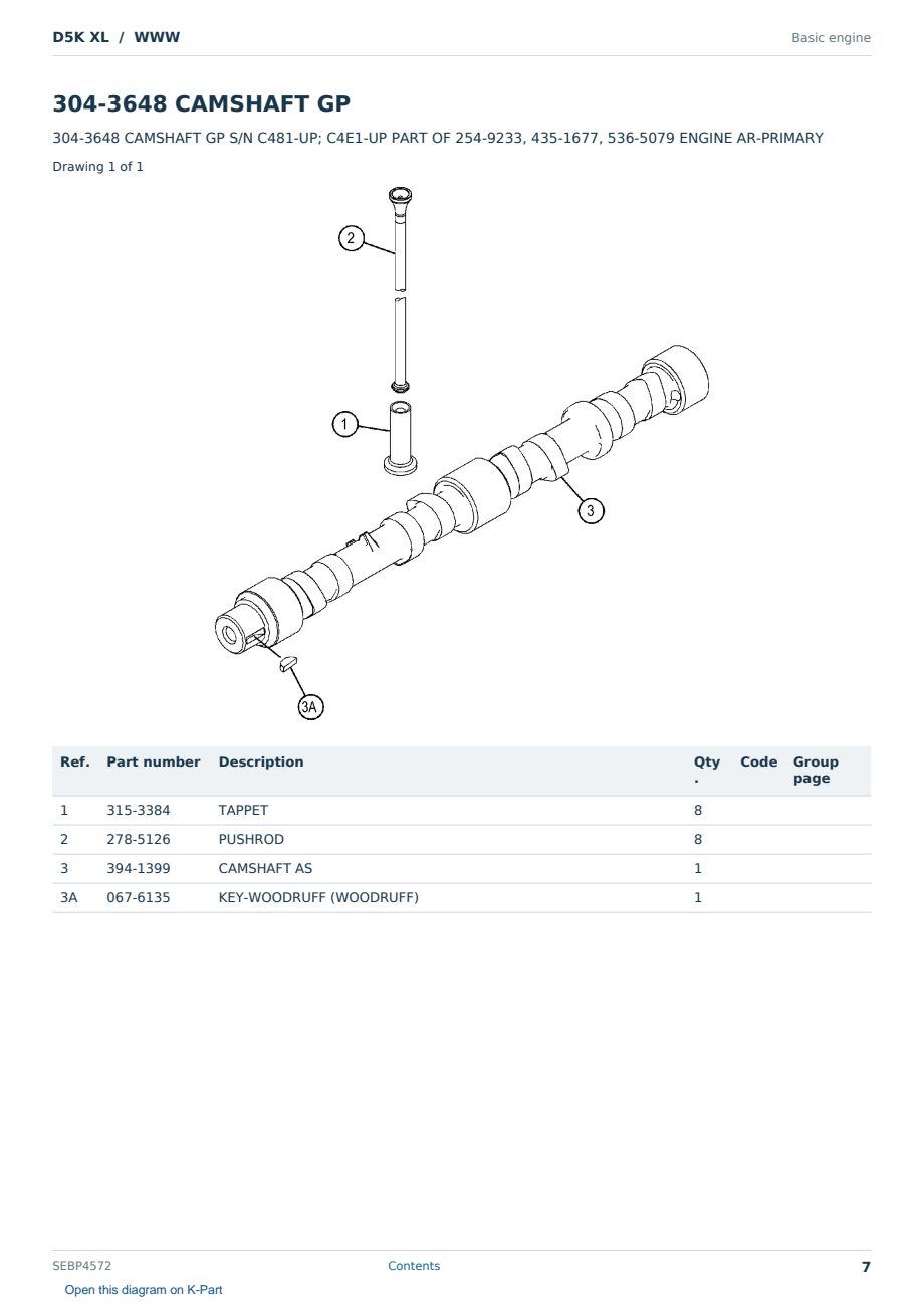 Caterpillar D5K XL S/N WWW Partsbook SEBP4572 (English) - sample page 7 of 10 Caterpillar D5K XL S/N WWW Partsbook SEBP4572 (English) - sample page 7 of 10