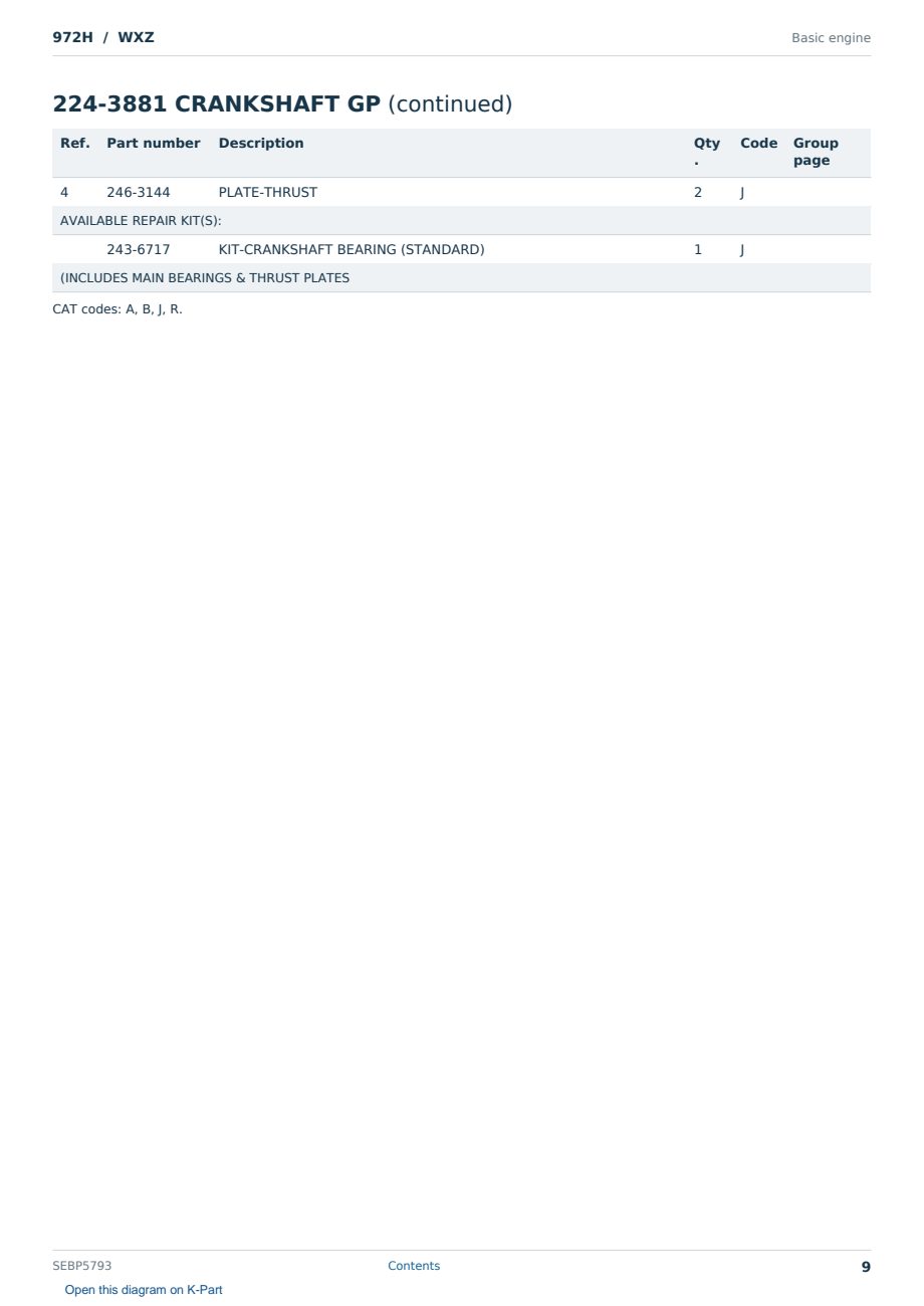 Caterpillar 972H S/N WXZ Partsbook SEBP5793 (English) - sample page 9 of 10 Caterpillar 972H S/N WXZ Partsbook SEBP5793 (English) - sample page 9 of 10