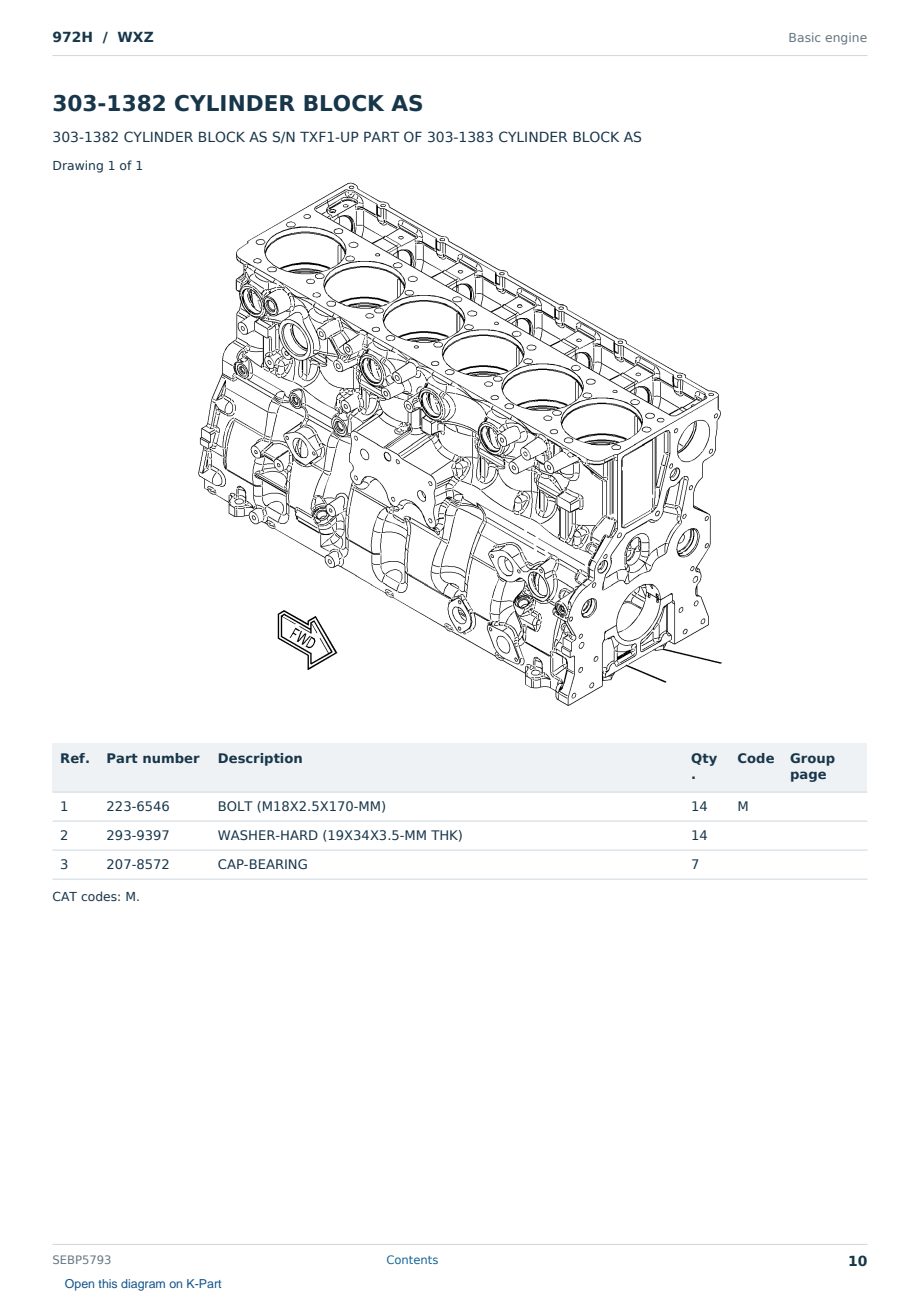 Caterpillar 972H S/N WXZ Partsbook SEBP5793 (English) - sample page 10 of 10 Caterpillar 972H S/N WXZ Partsbook SEBP5793 (English) - sample page 10 of 10