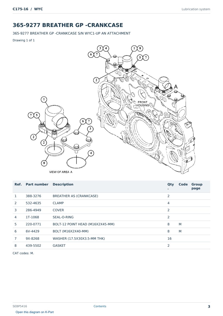 Caterpillar C175-16 S/N WYC Partsbook SEBP5416 (English) - sample page 3 of 10 Caterpillar C175-16 S/N WYC Partsbook SEBP5416 (English) - sample page 3 of 10