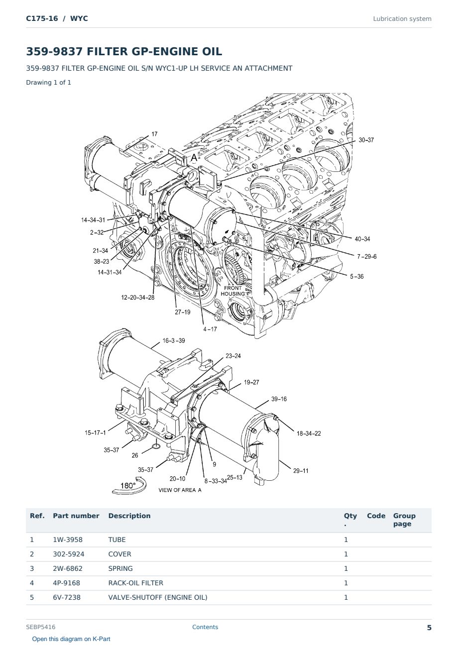 Caterpillar C175-16 S/N WYC Partsbook SEBP5416 (English) - sample page 5 of 10 Caterpillar C175-16 S/N WYC Partsbook SEBP5416 (English) - sample page 5 of 10
