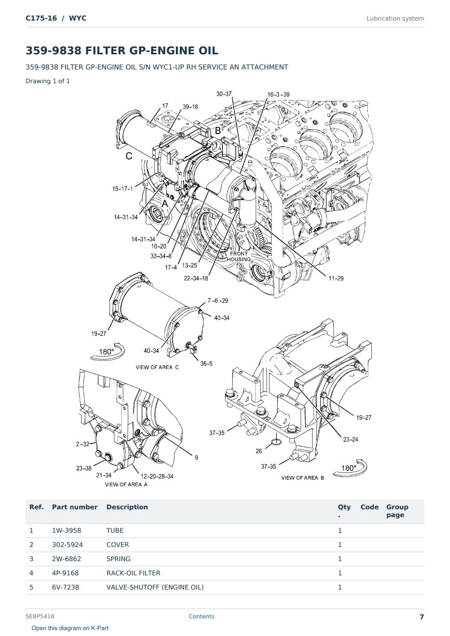 Caterpillar C175-16 S/N WYC Partsbook SEBP5416 (English) - sample page 7 of 10 Caterpillar C175-16 S/N WYC Partsbook SEBP5416 (English) - sample page 7 of 10