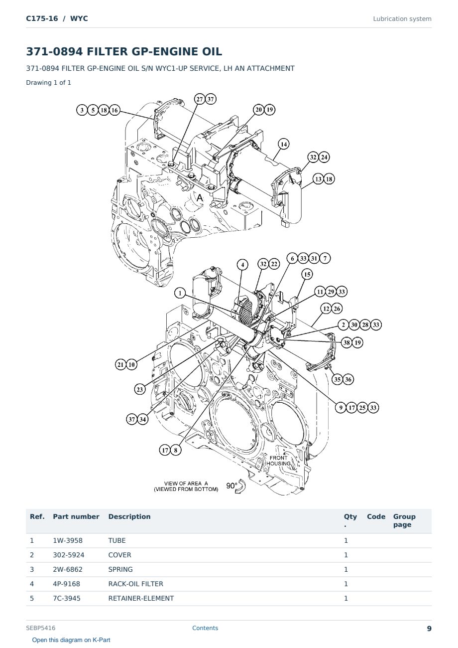 Caterpillar C175-16 S/N WYC Partsbook SEBP5416 (English) - sample page 9 of 10 Caterpillar C175-16 S/N WYC Partsbook SEBP5416 (English) - sample page 9 of 10