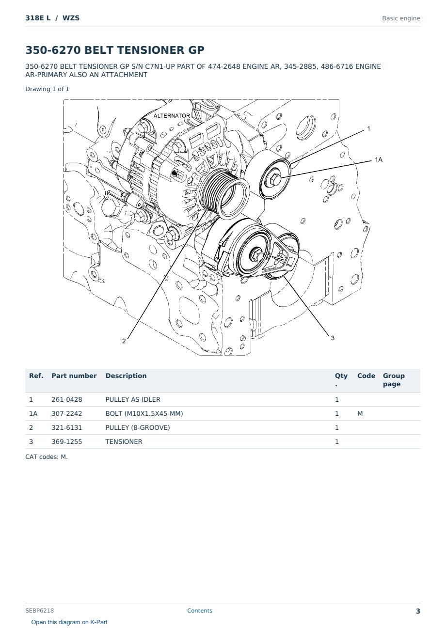 Caterpillar 318E L S/N WZS Partsbook SEBP6218 (English) - sample page 3 of 10 Caterpillar 318E L S/N WZS Partsbook SEBP6218 (English) - sample page 3 of 10