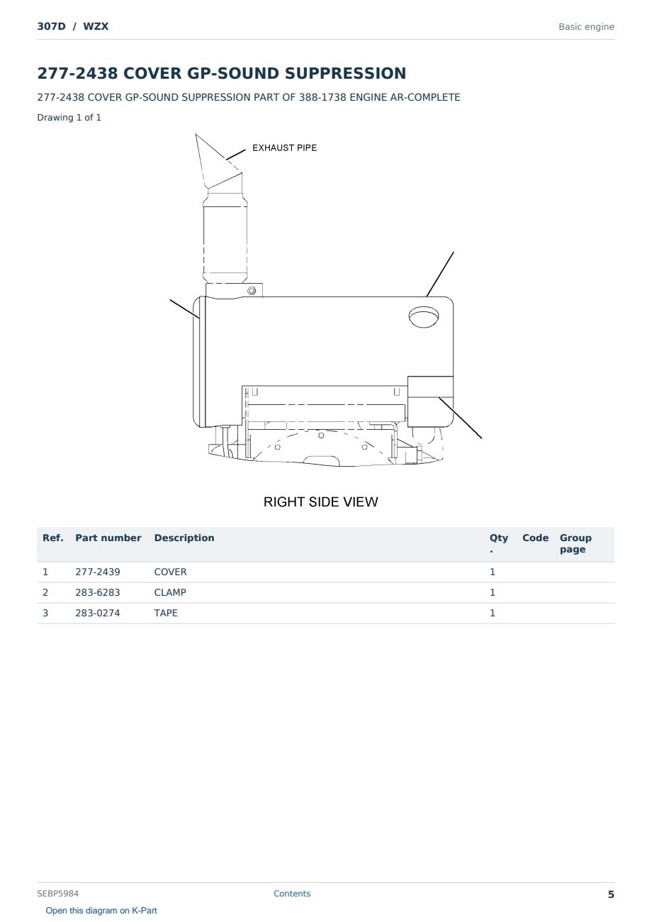 Caterpillar 307D S/N WZX Partsbook SEBP5984 (English) - sample page 5 of 10 Caterpillar 307D S/N WZX Partsbook SEBP5984 (English) - sample page 5 of 10