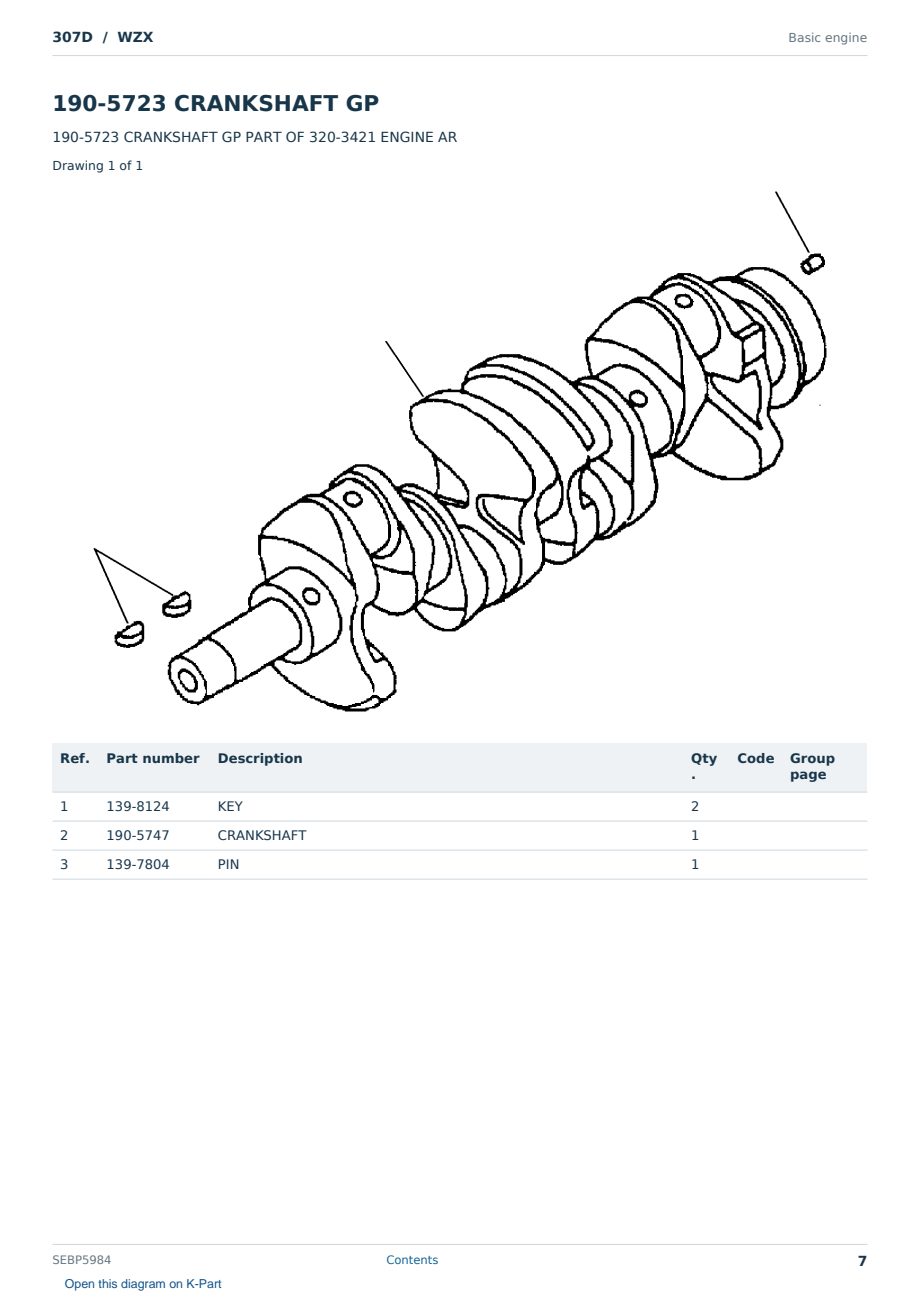 Caterpillar 307D S/N WZX Partsbook SEBP5984 (English) - sample page 7 of 10 Caterpillar 307D S/N WZX Partsbook SEBP5984 (English) - sample page 7 of 10