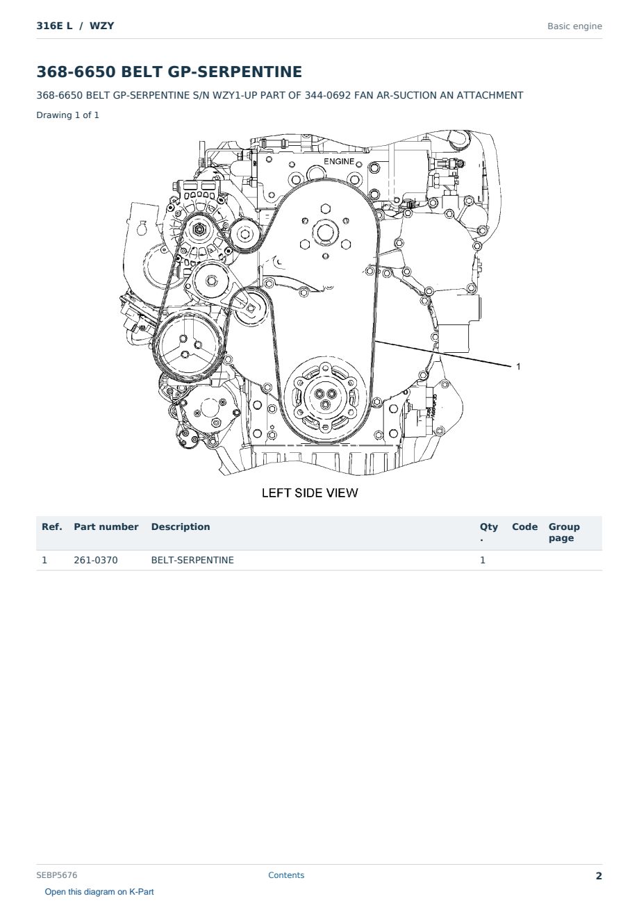 Caterpillar 316E L S/N WZY Partsbook SEBP5676 (English) - sample page 2 of 10 Caterpillar 316E L S/N WZY Partsbook SEBP5676 (English) - sample page 2 of 10