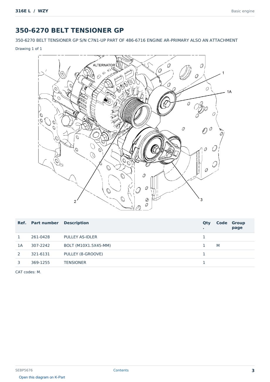 Caterpillar 316E L S/N WZY Partsbook SEBP5676 (English) - sample page 3 of 10 Caterpillar 316E L S/N WZY Partsbook SEBP5676 (English) - sample page 3 of 10