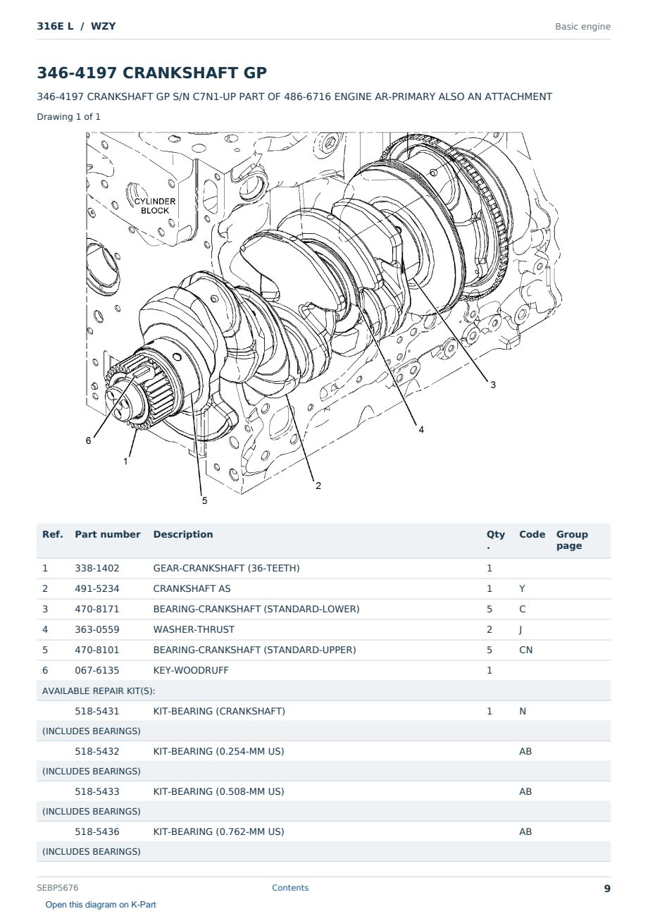 Caterpillar 316E L S/N WZY Partsbook SEBP5676 (English) - sample page 9 of 10 Caterpillar 316E L S/N WZY Partsbook SEBP5676 (English) - sample page 9 of 10