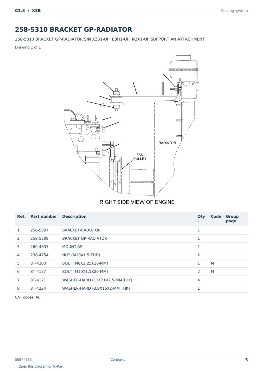 Caterpillar C3.3 S/N X3B Partsbook SEBP4335 (English) - sample page 5 of 10 Caterpillar C3.3 S/N X3B Partsbook SEBP4335 (English) - sample page 5 of 10