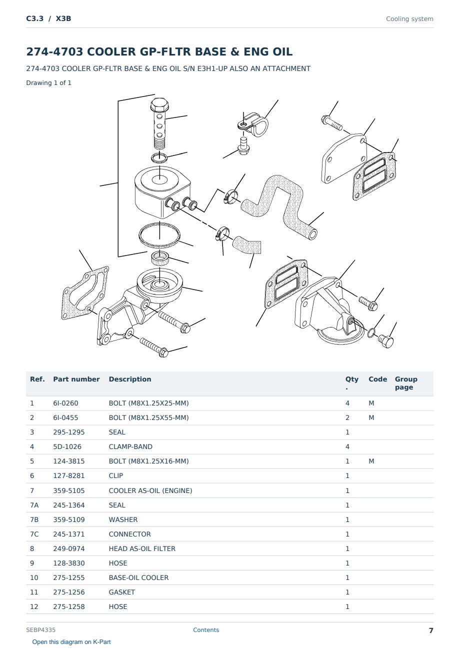 Caterpillar C3.3 S/N X3B Partsbook SEBP4335 (English) - sample page 7 of 10 Caterpillar C3.3 S/N X3B Partsbook SEBP4335 (English) - sample page 7 of 10