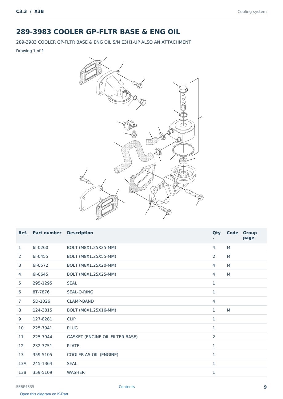 Caterpillar C3.3 S/N X3B Partsbook SEBP4335 (English) - sample page 9 of 10 Caterpillar C3.3 S/N X3B Partsbook SEBP4335 (English) - sample page 9 of 10