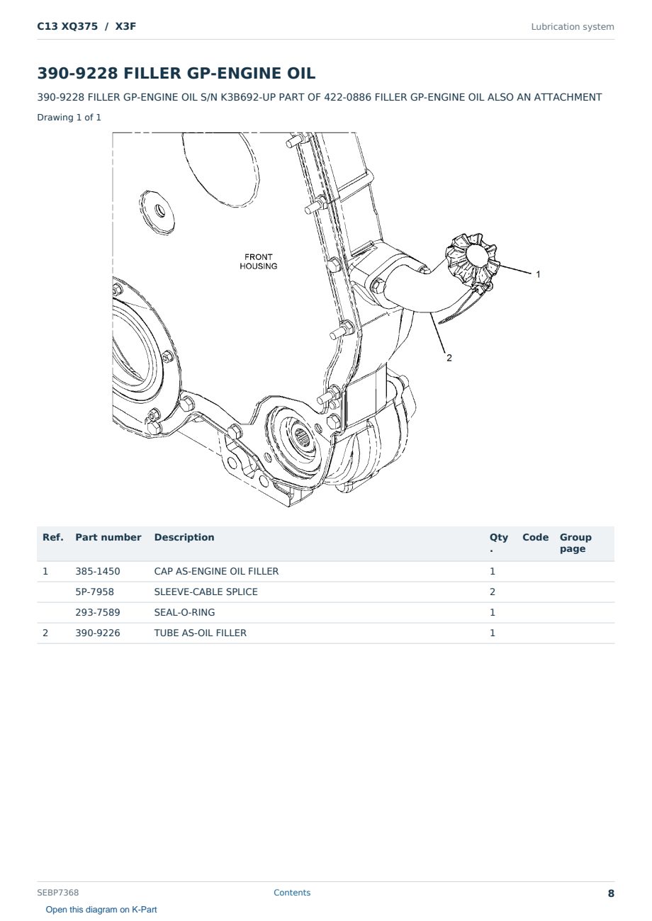 Caterpillar C13 XQ375 S/N X3F Partsbook SEBP7368 (English) - sample page 8 of 10 Caterpillar C13 XQ375 S/N X3F Partsbook SEBP7368 (English) - sample page 8 of 10