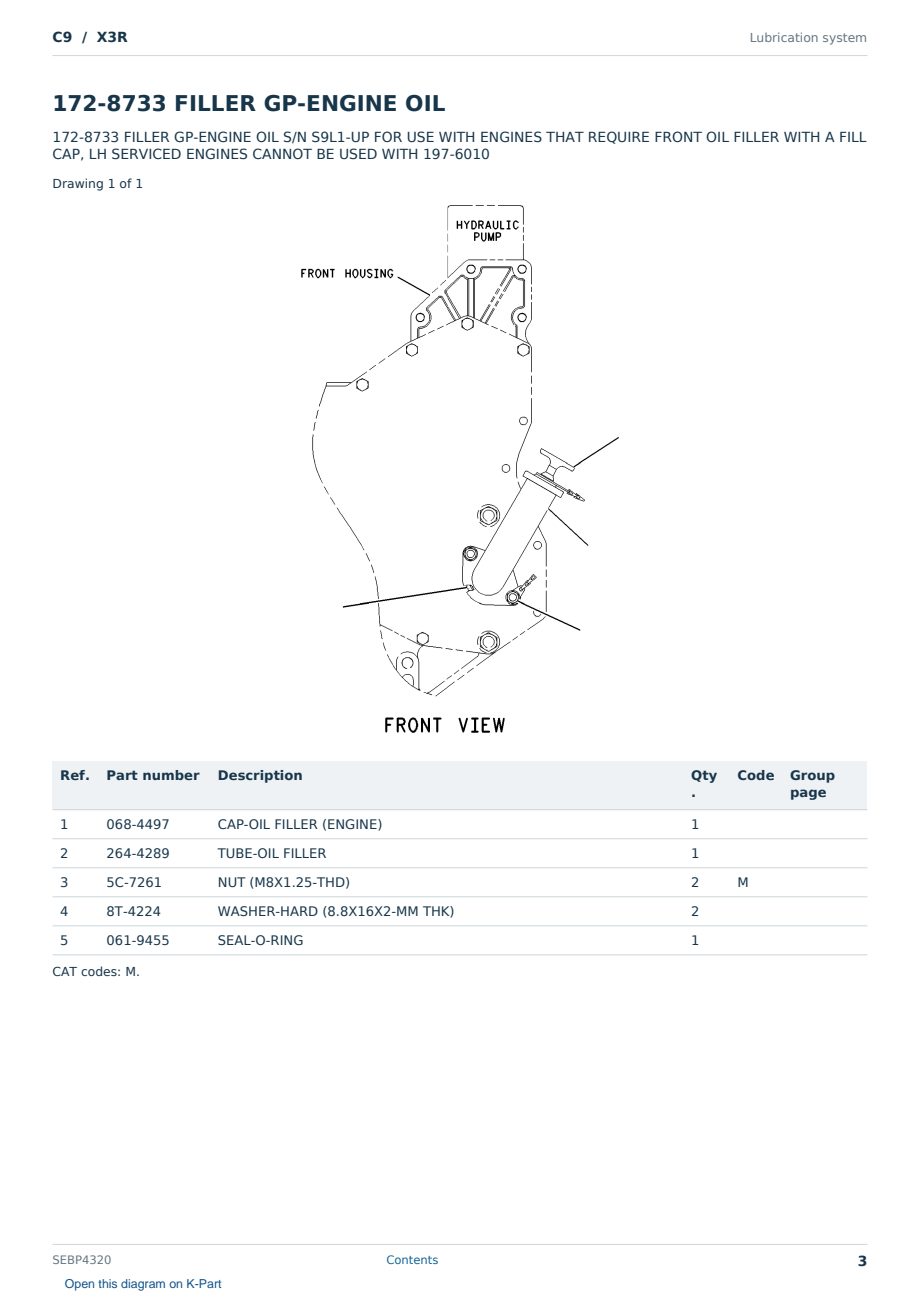 Caterpillar C9 S/N X3R Partsbook SEBP4320 (English) - sample page 3 of 10 Caterpillar C9 S/N X3R Partsbook SEBP4320 (English) - sample page 3 of 10